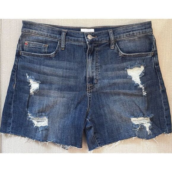 Hudson Jeans Women's KASS High-Rise Distressed Denim Biker Shorts, SZ 29 - Picture 1 of 11